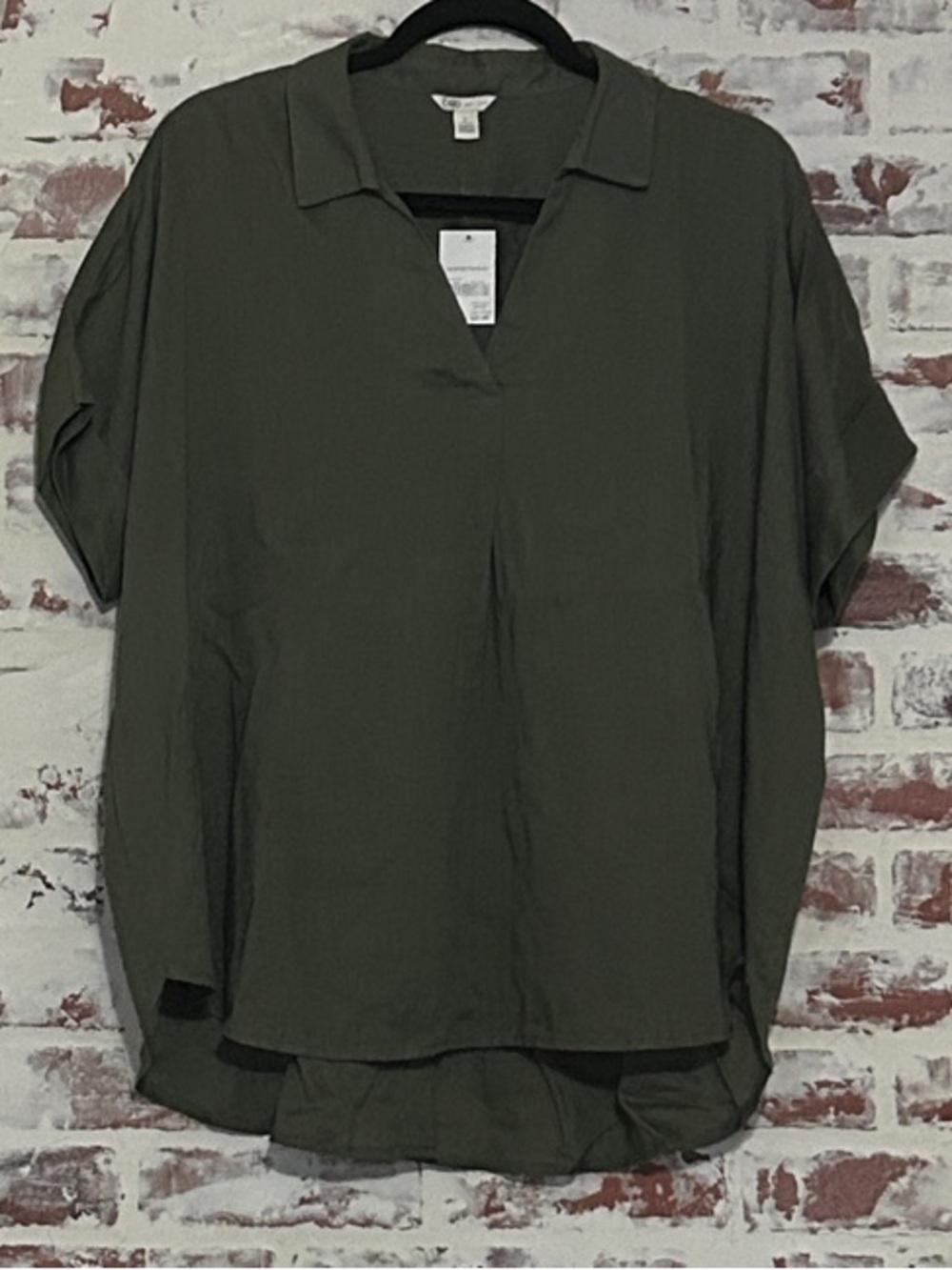 Cato Olive Green V-Neck Collared Short Sleeve Tunic